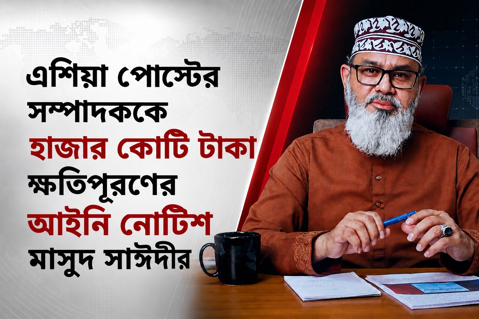 এশিয়া পোস্টের সম্পাদককে হাজার কোটি টাকা ক্ষতিপূরণের আইনি নোটিশ মাসুদ সাঈদীর